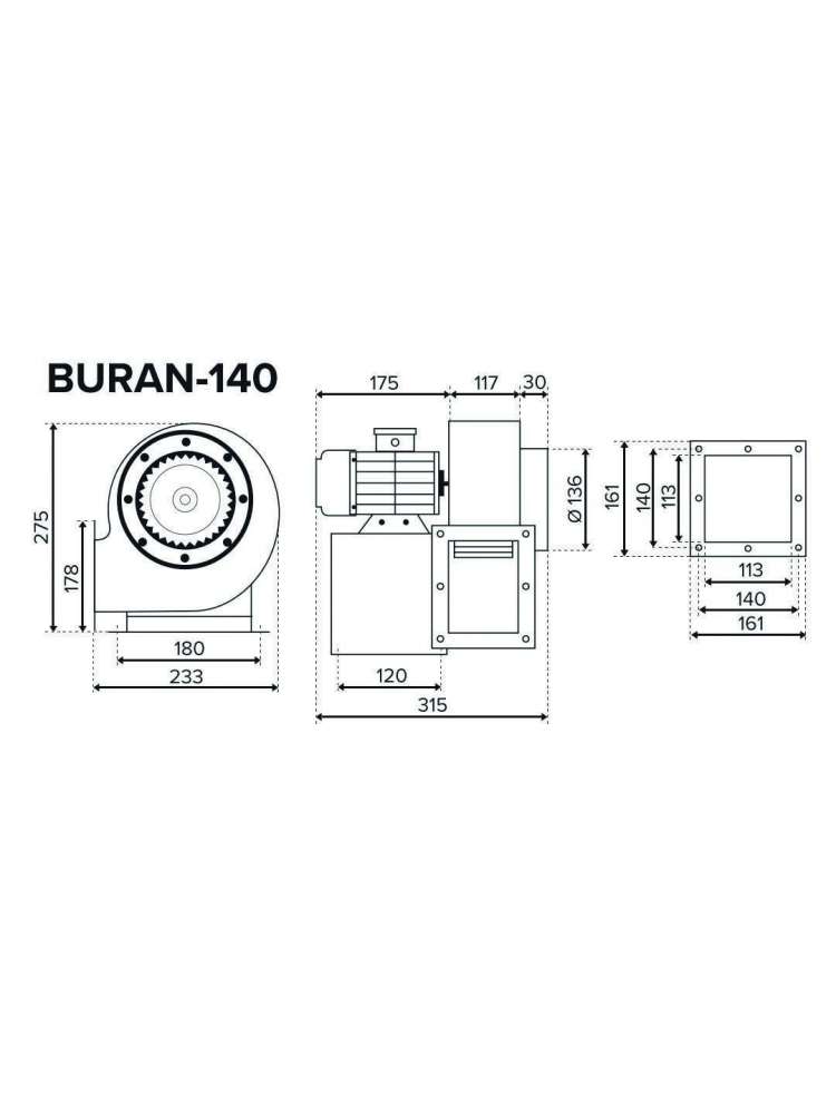Вентилятор радиальный BURAN 140 220V Лв0 4полюс ERA PRO