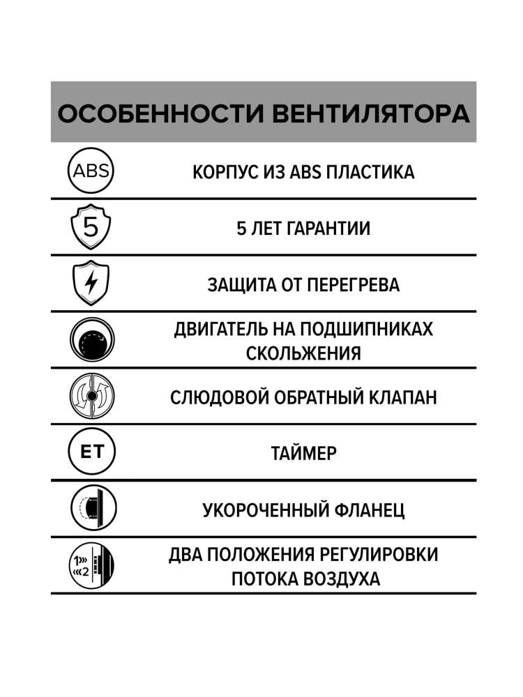 Вентилятор накладной DISC D125 обратный клапан ET ERA