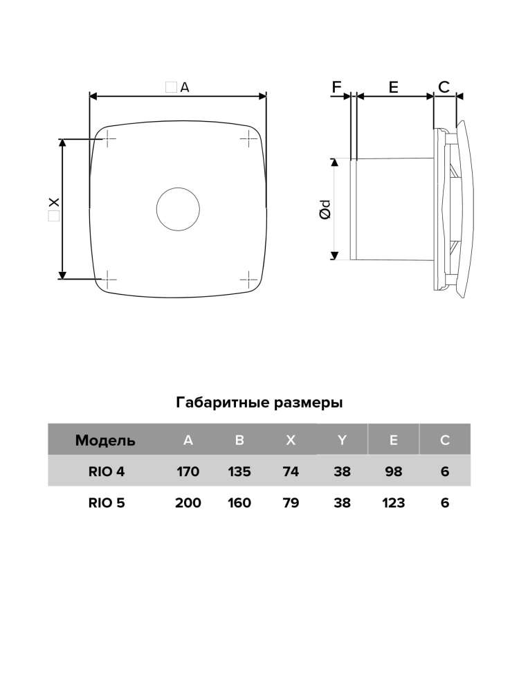 Вентилятор накладной RIO, обратный клапан, D100, Gold, DICITI